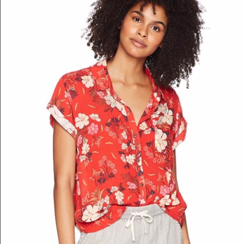 O'NEILL Kaia bright red Hawaiian print shirt